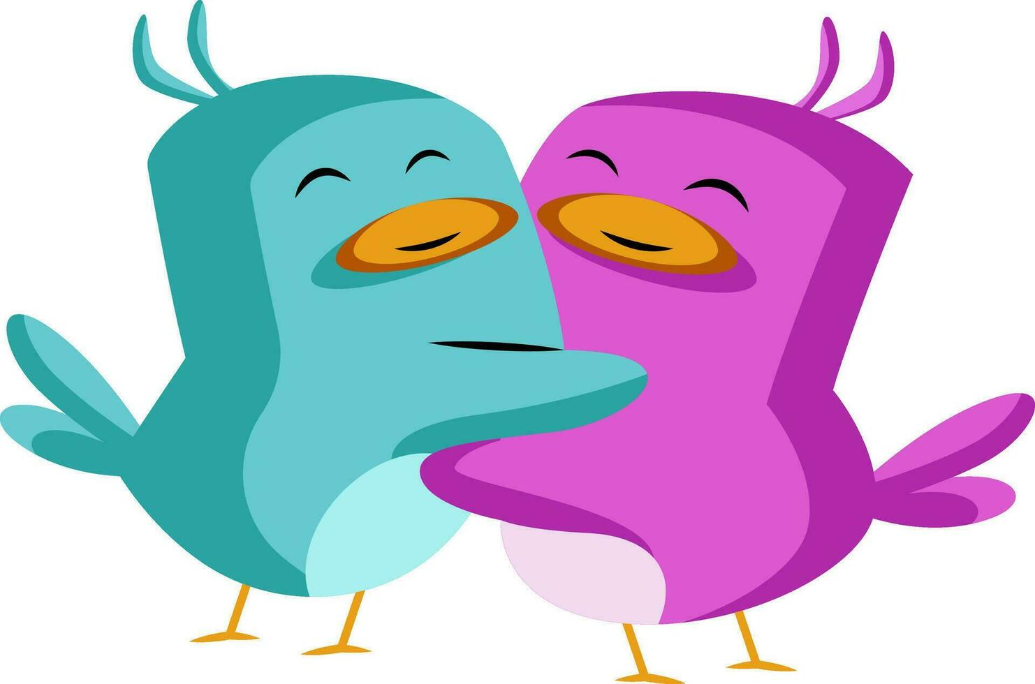 blauw en Purper vogel in liefde illustratie vector Aan wit achtergrond