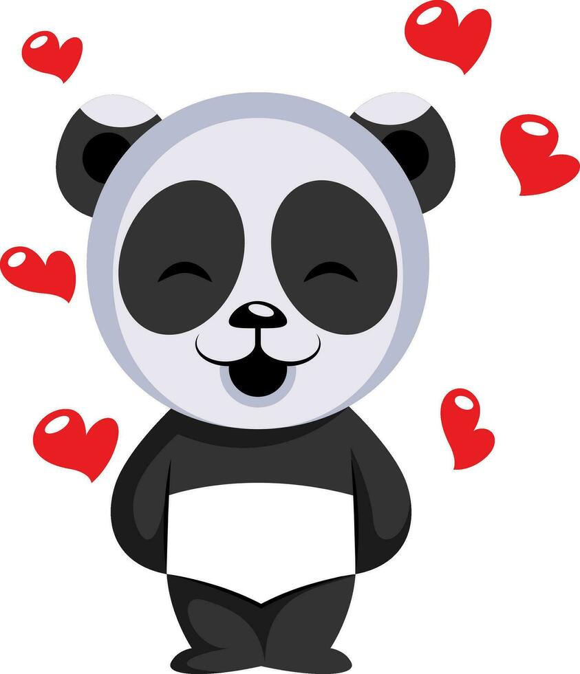 weinig panda beer in liefde illustratie vector Aan wit achtergrond