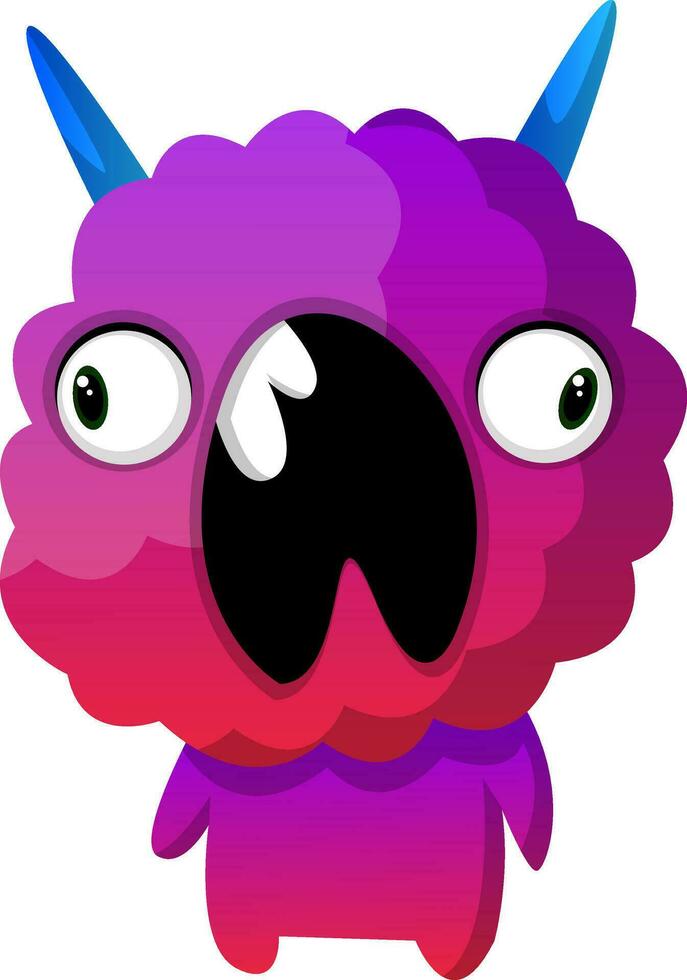 Purper monster met mond breed geopend illustratie vector Aan wit achtergrond