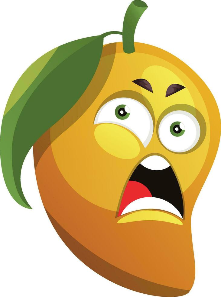 mango tekenfilm boos gezicht illustratie vector Aan wit achtergrond