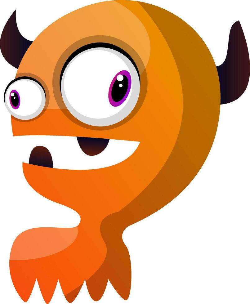 oranje monster met hoorns illustratie vector Aan wit achtergrond