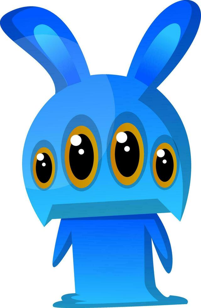 vierogig blauw konijn monster illustratie vector Aan wit achtergrondafdruk