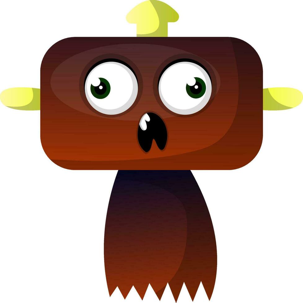 bruin groot hoofd monster illustratie vector Aan wit achtergrond