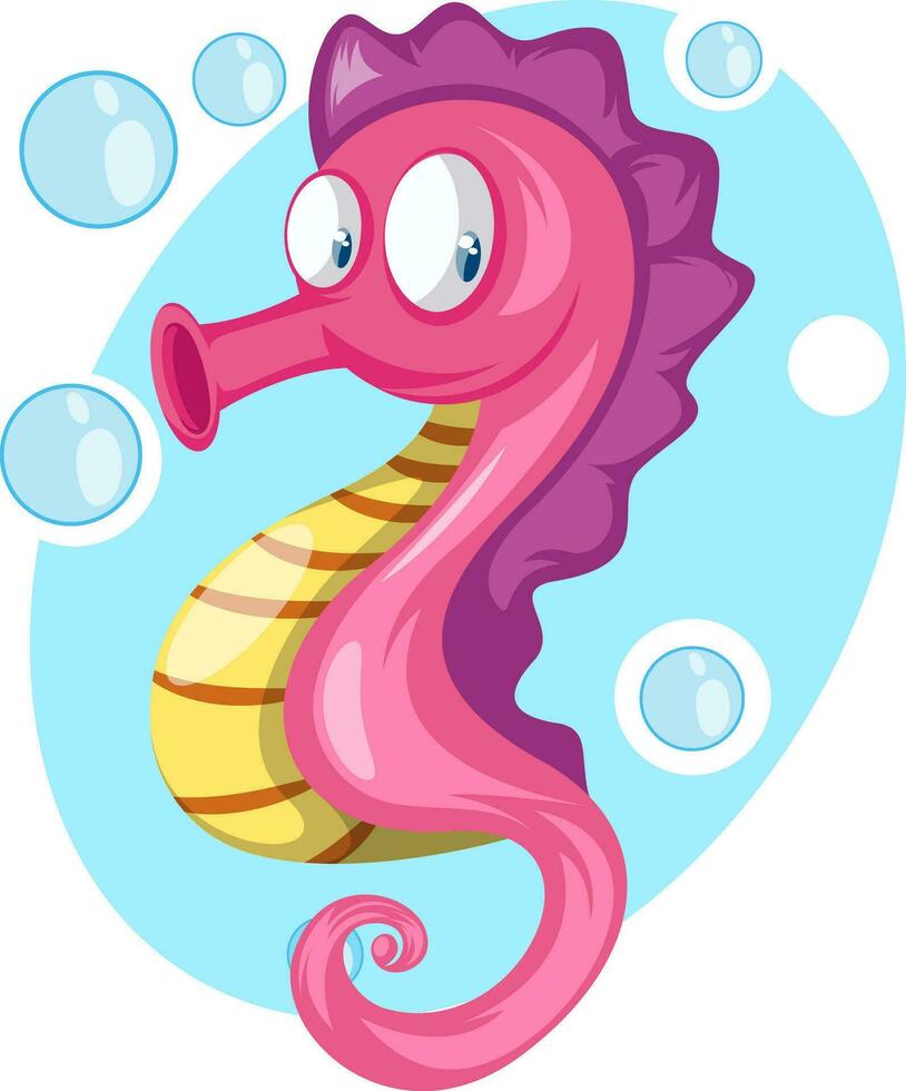 schattig weinig roze zeepaardje, illustratie, vector Aan wit achtergrond.