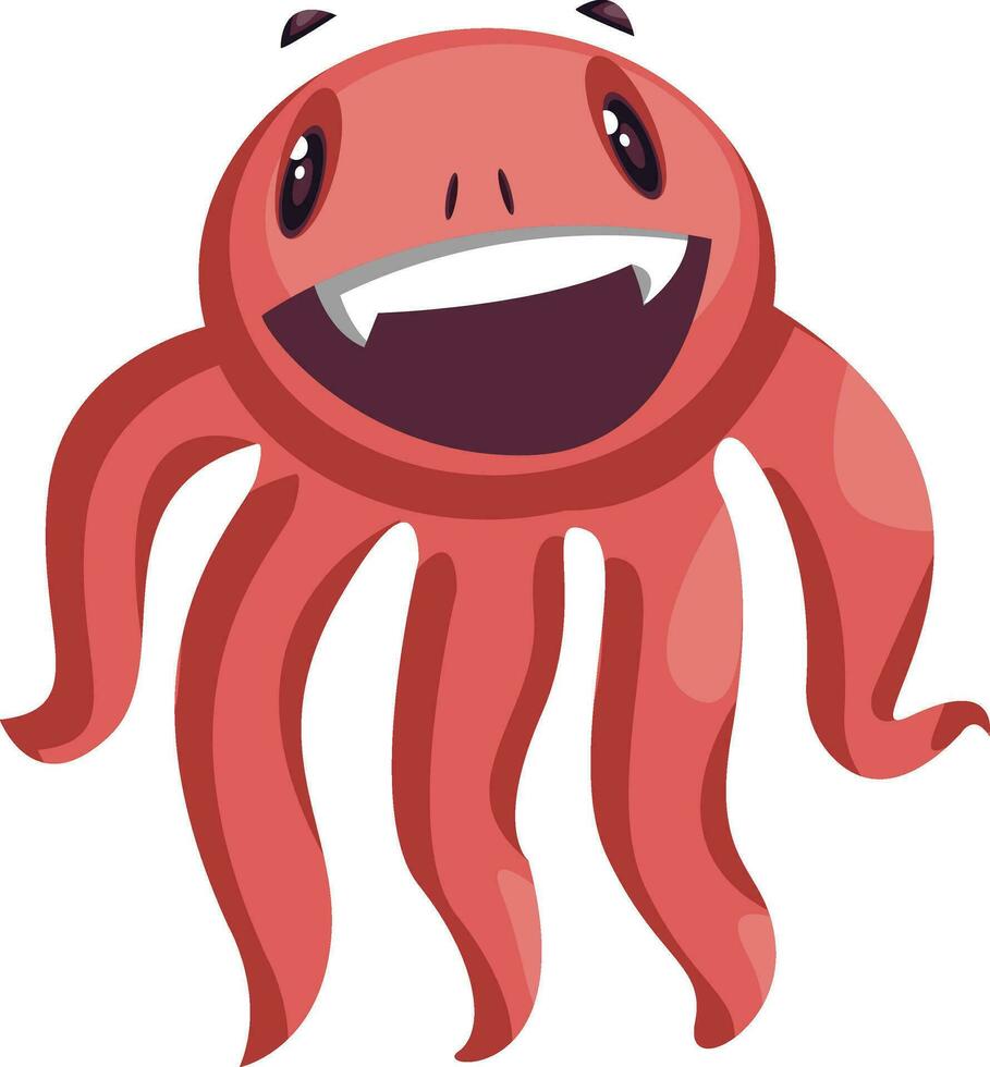 tekenfilm Octopus monster glimlachen wit achtergrond vector illustratie.