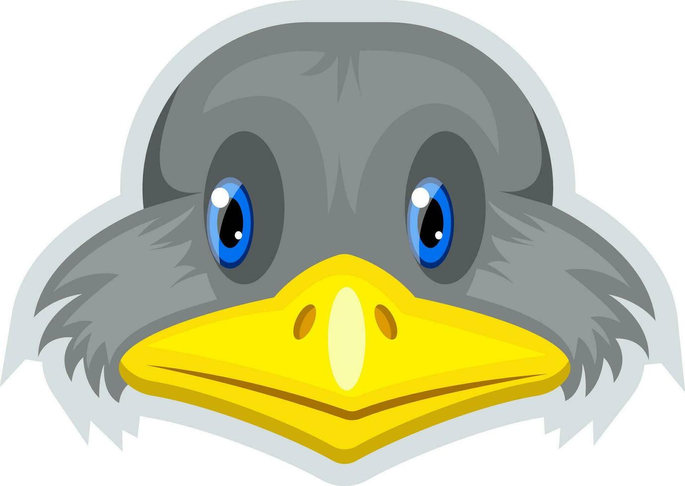 grappig struisvogel met blauw ogen, illustratie, vector Aan wit achtergrond.