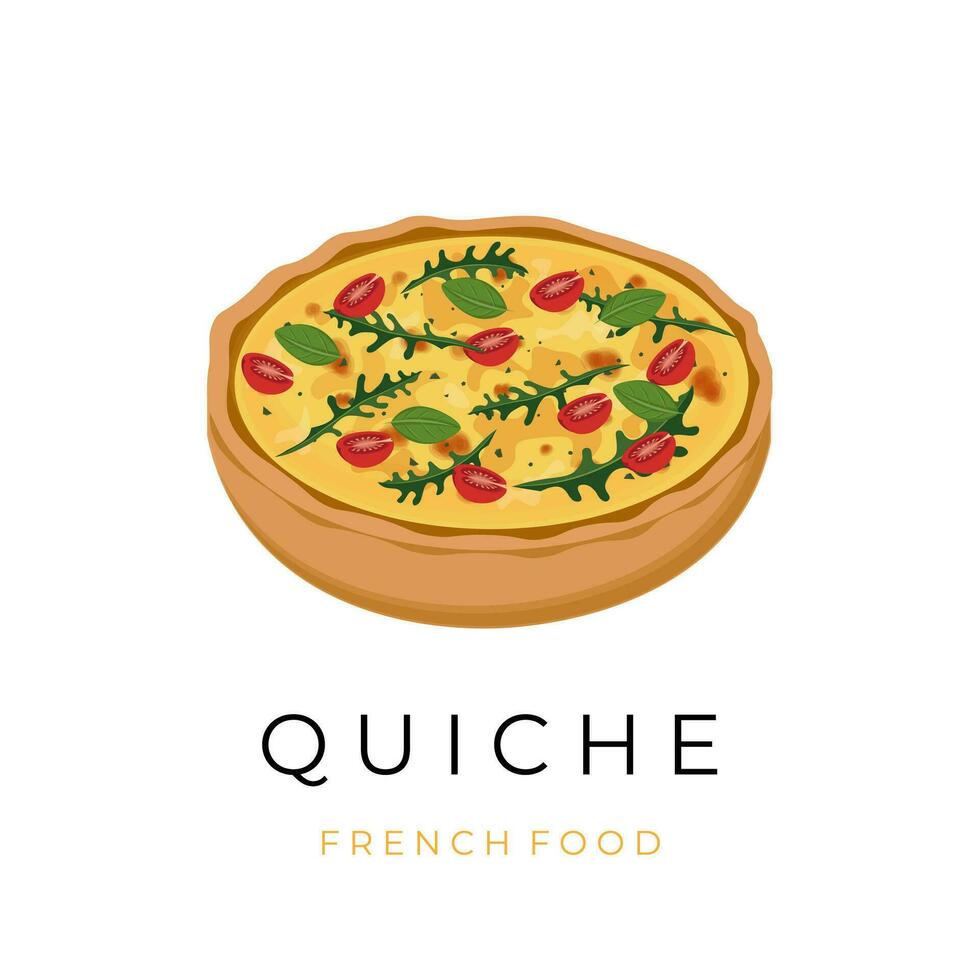 gebakken eigengemaakt Quiche taart vector illustratie logo