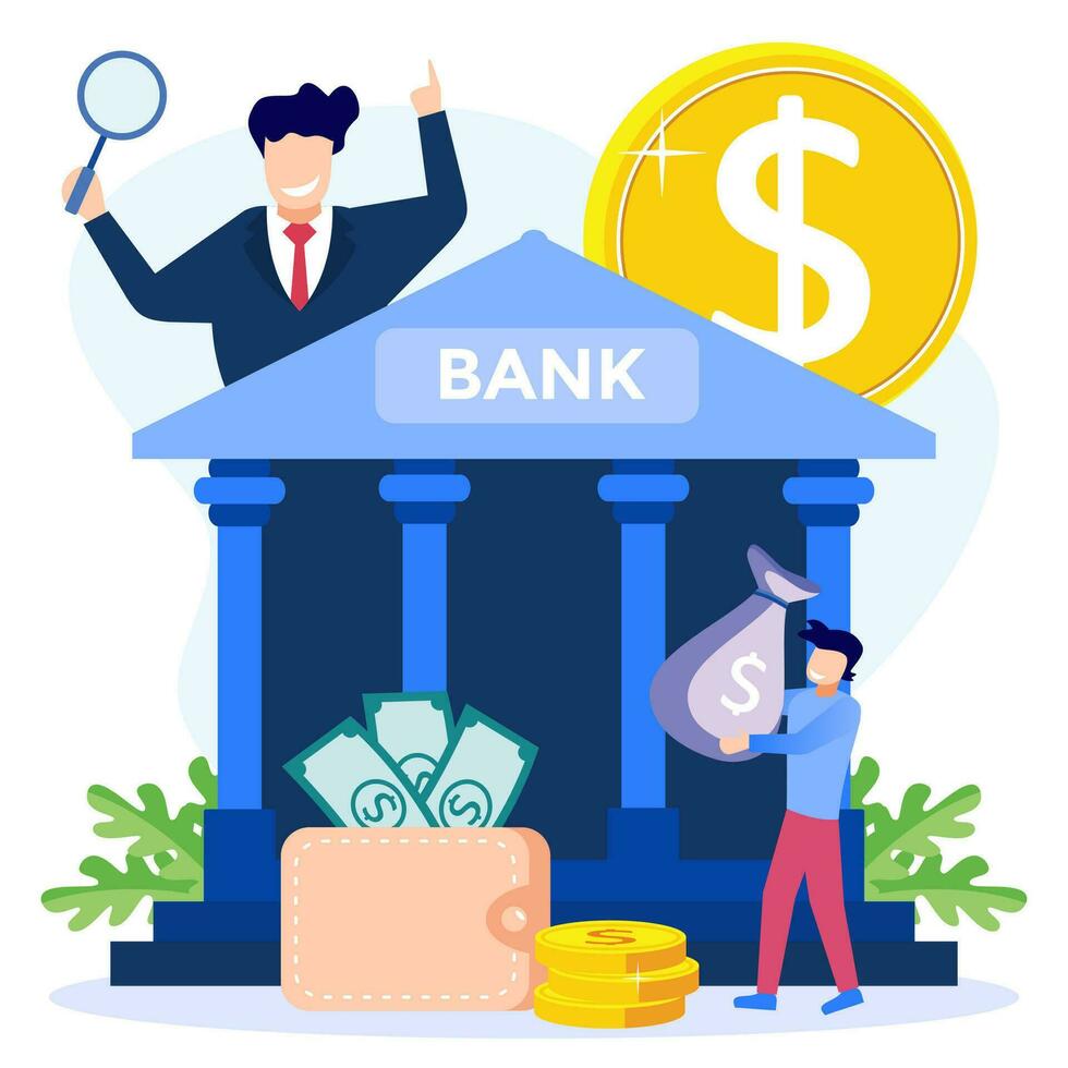 illustratie vector grafische stripfiguur van bank