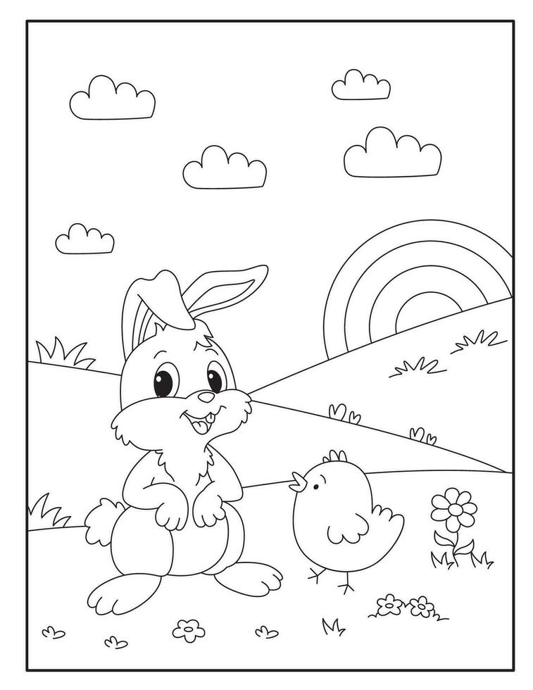 Pasen konijn kleur Pagina's voor kinderen vector