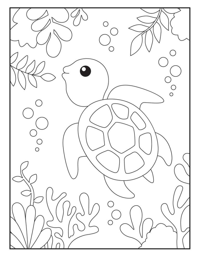 schildpad kleur Pagina's voor kinderen vector