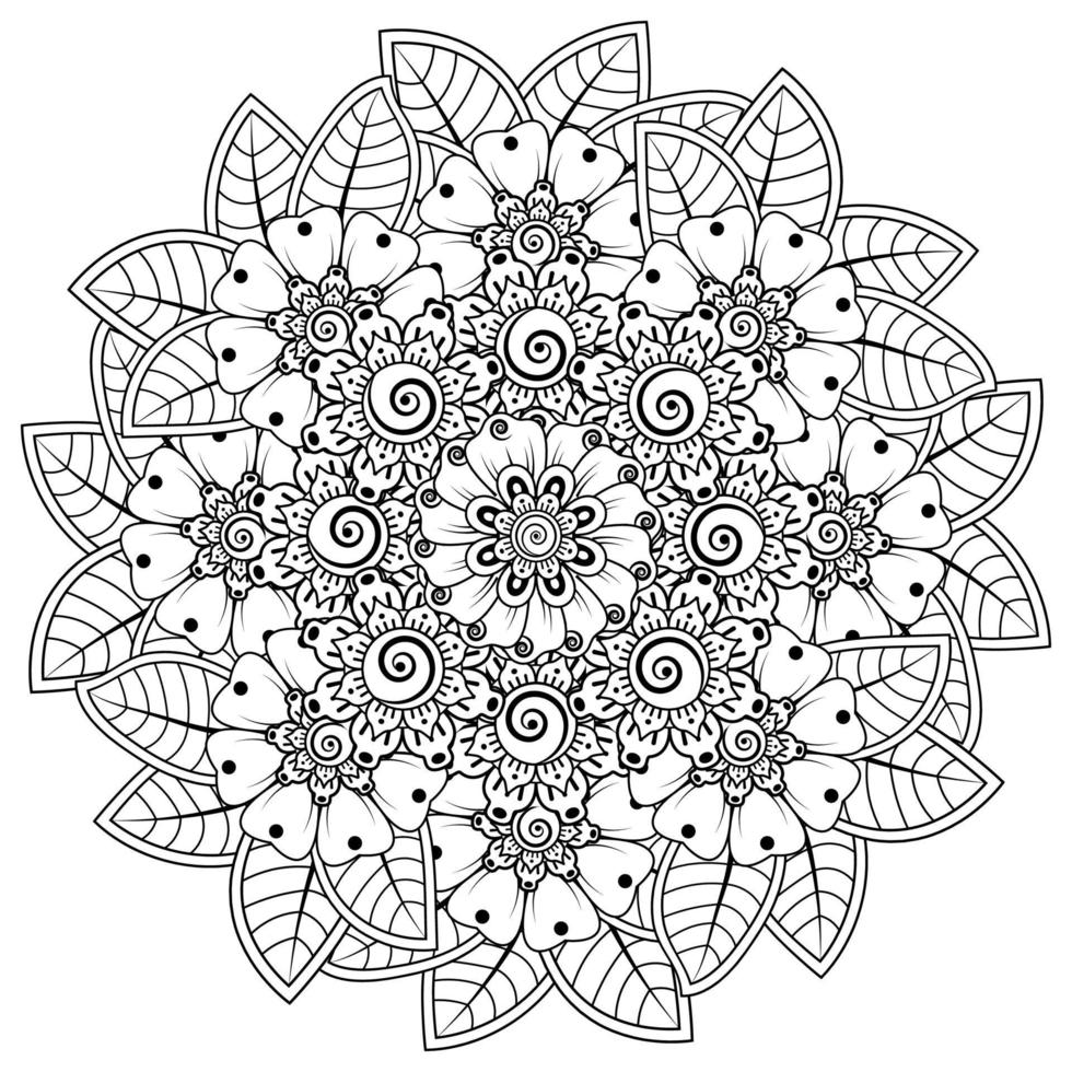 cirkelvormig patroon in de vorm van mandala met bloem voor henna vector