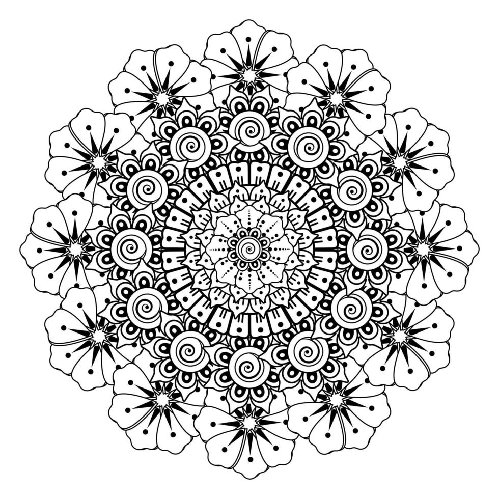 cirkelvormig patroon in de vorm van mandala met mehndi-bloem vector