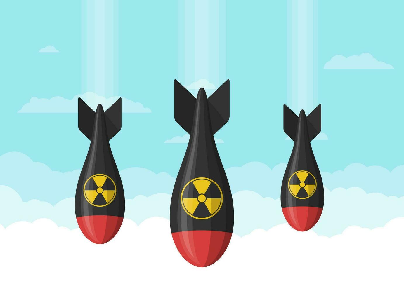 atoom bommen vallend Aan de lucht, nucleair oorlog. atomair lucht bom. bom, raket leger. nuke straling. vector