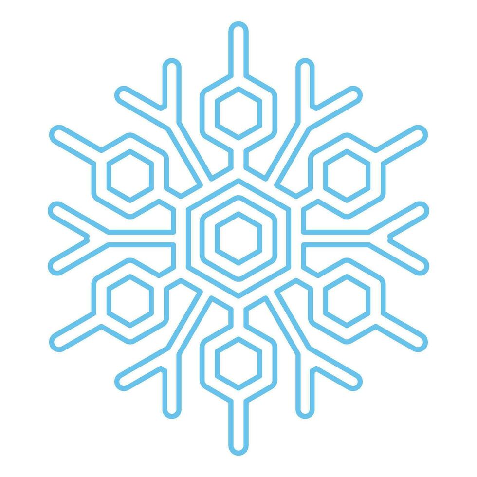 winter blauw pluizig sneeuwvlok dun geaaid icoon vector