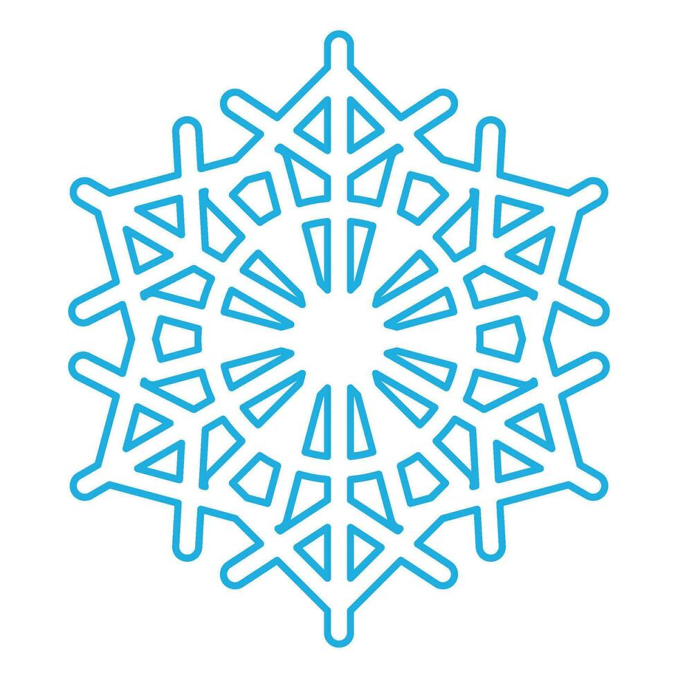 winter blauw pluizig sneeuwvlok dun geaaid icoon vector