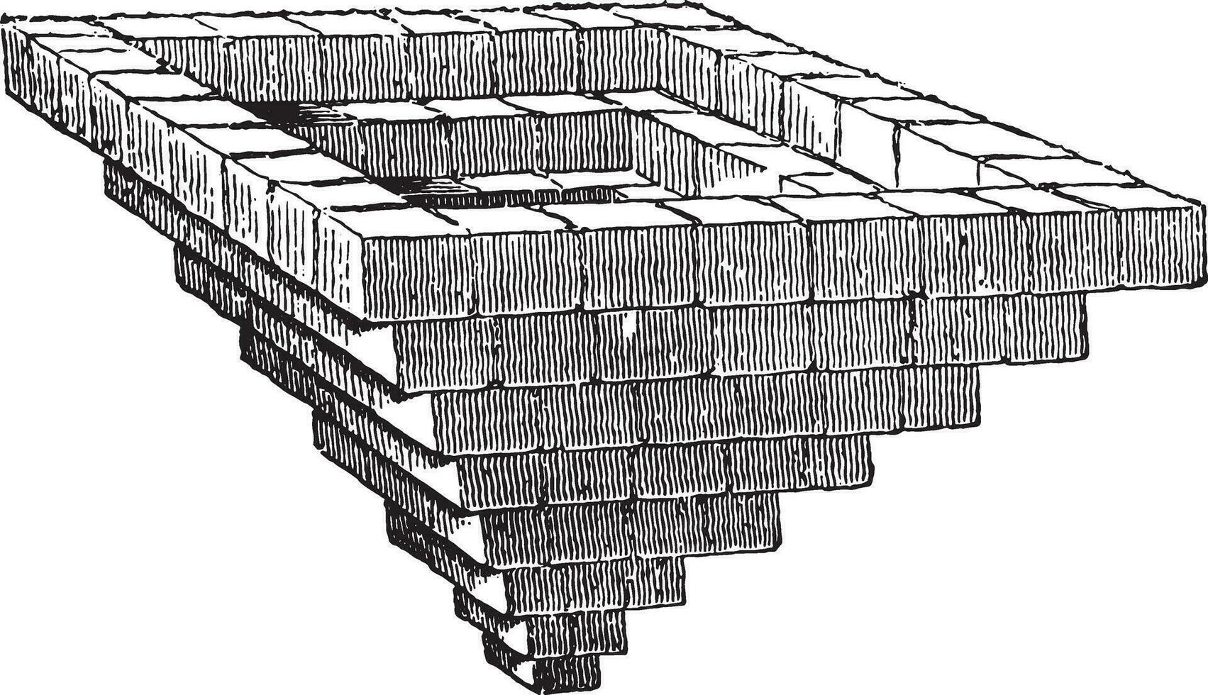 marinier zout trechter, wijnoogst gravure. vector