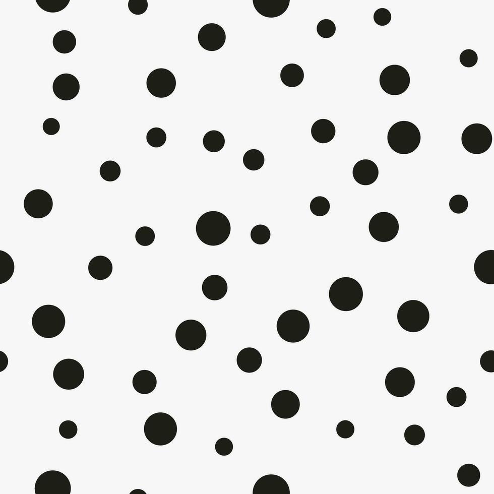 gemakkelijk minimalistisch naadloos patroon, zwart hand getekend dots van verschillend maten Aan een wit achtergrond. suiker hagelslag, confetti. vector