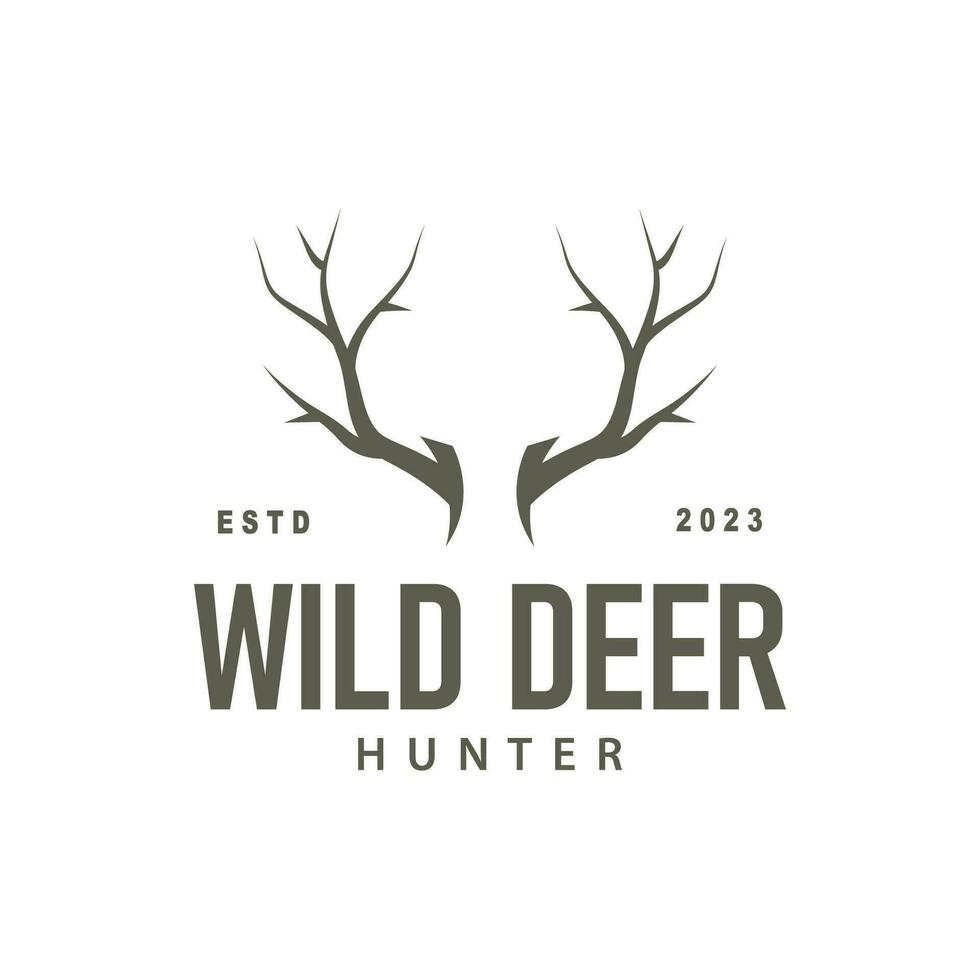 hert logo, wijnoogst wild hert jager ontwerp hert gewei Product merk illustratie vector