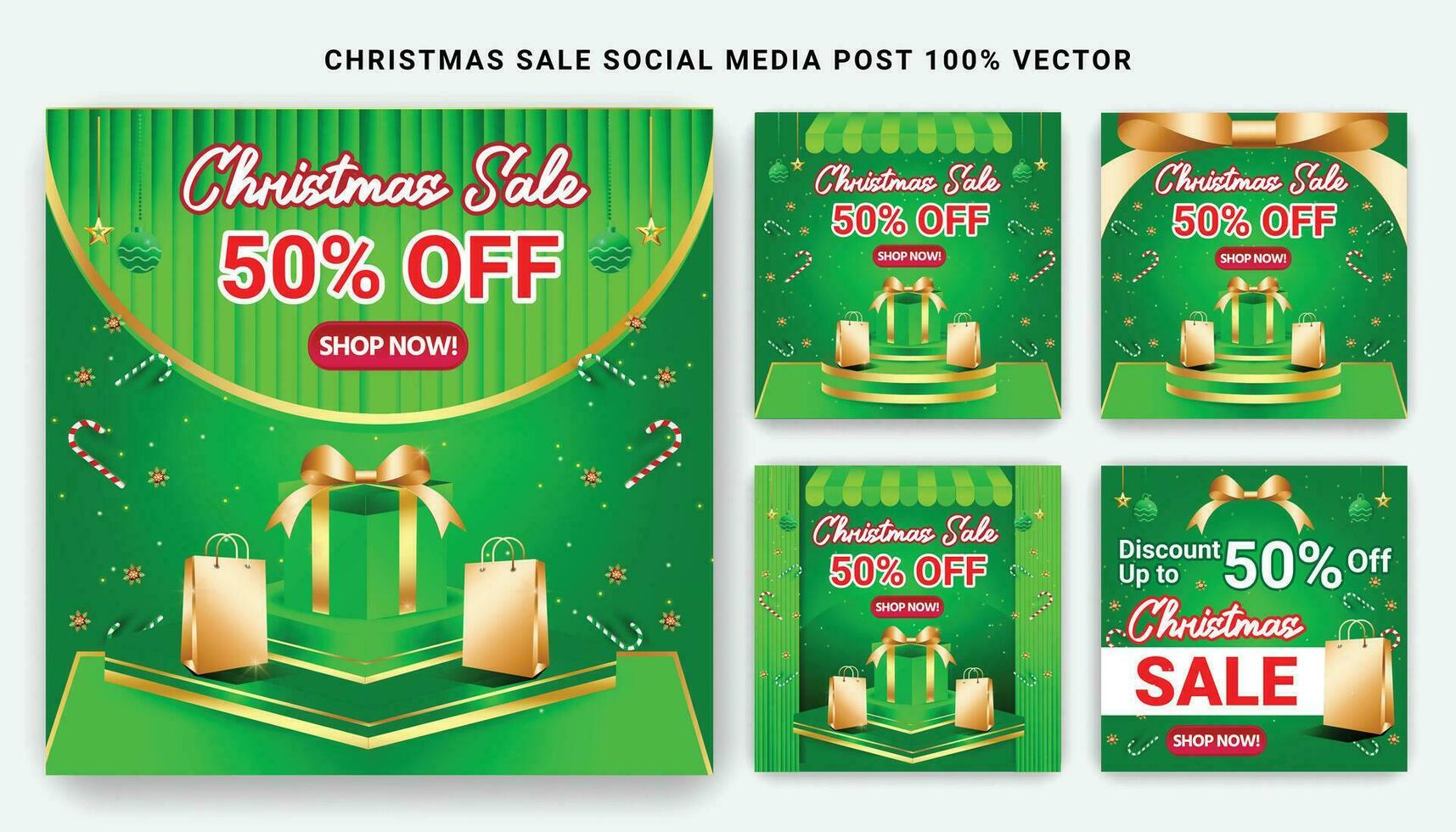 Kerstmis uitverkoop sociaal media post achtergrond banier folder korting december einde jaar sjabloon 10 vector