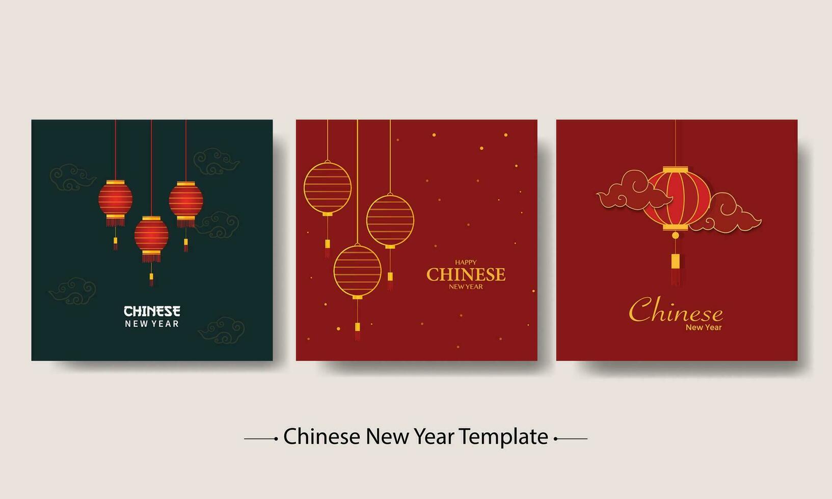 gelukkig Chinese nieuw jaar met lantaarn element achtergronden reeks vector