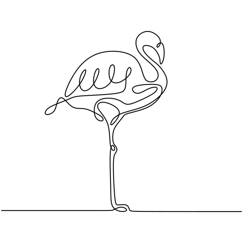 een lijntekening van vogel minimalisme flamingo dier vector