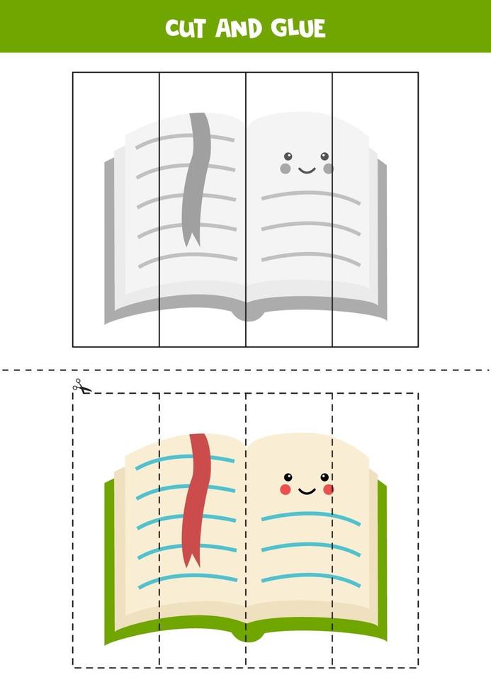 knip en lijm spel voor kinderen. leuk groen boekje. vector