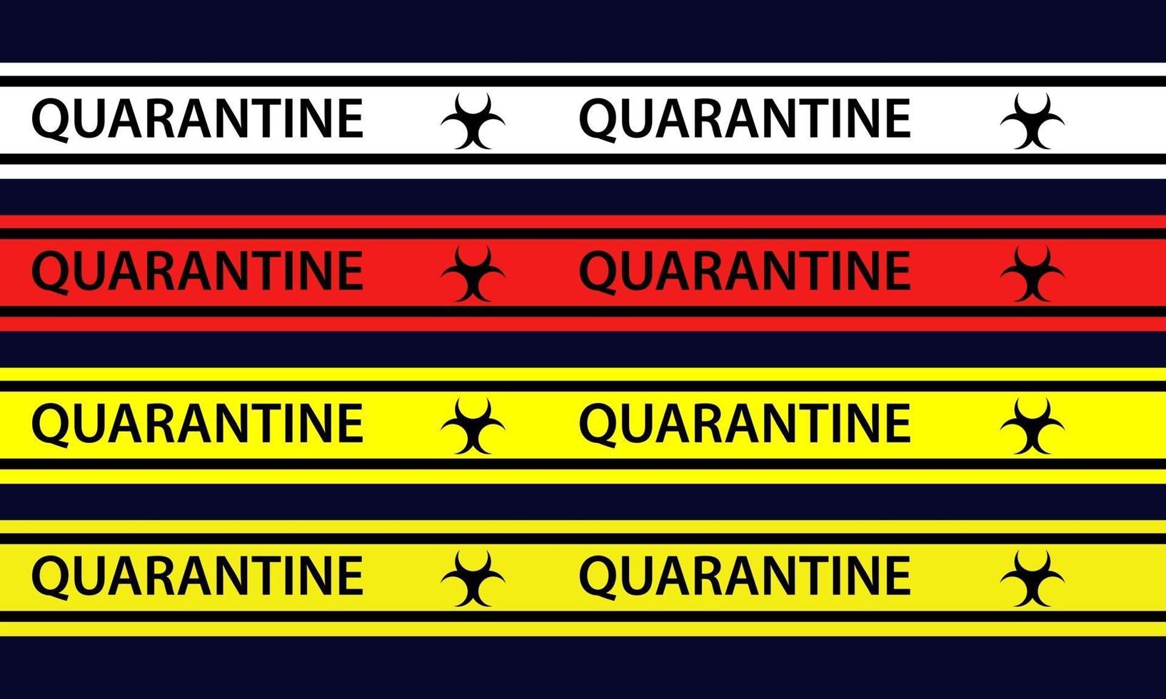 vectorafbeelding van quarantaine tape geïsoleerd op donkerblauwe achtergrond. vector