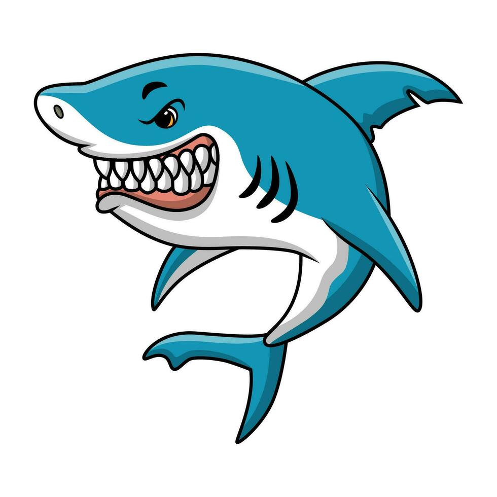 schattig haai tekenfilm Aan wit achtergrond vector