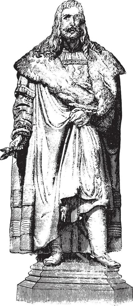 bronzen standbeeld van albrecht duurder, wijnoogst gravure. vector