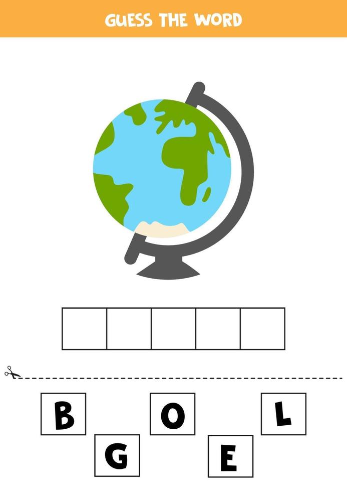 spelling spel voor kinderen. leuke cartoonbol. vector