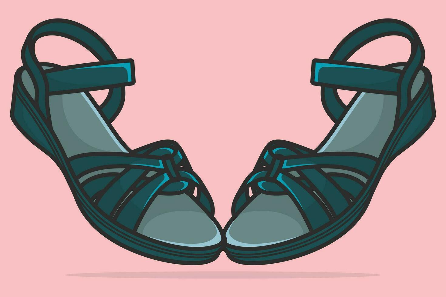 paar- van modieus Dames sandalen of pantoffel mode pantoffel vector illustratie. schoonheid mode voorwerpen icoon concept. meisjes mode voeten vervelend sandalen paar- vector ontwerp.