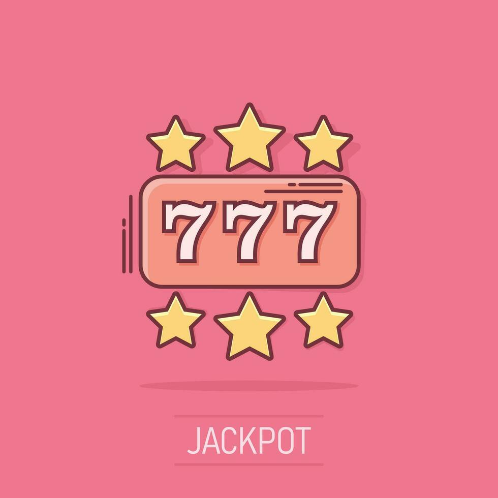 vector tekenfilm casino sleuf machine icoon in grappig stijl. 777 pot teken illustratie pictogram. casino winnaar bedrijf plons effect concept.