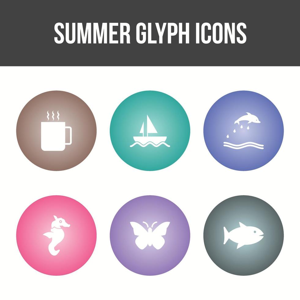 unieke zomer glyph vector icon set