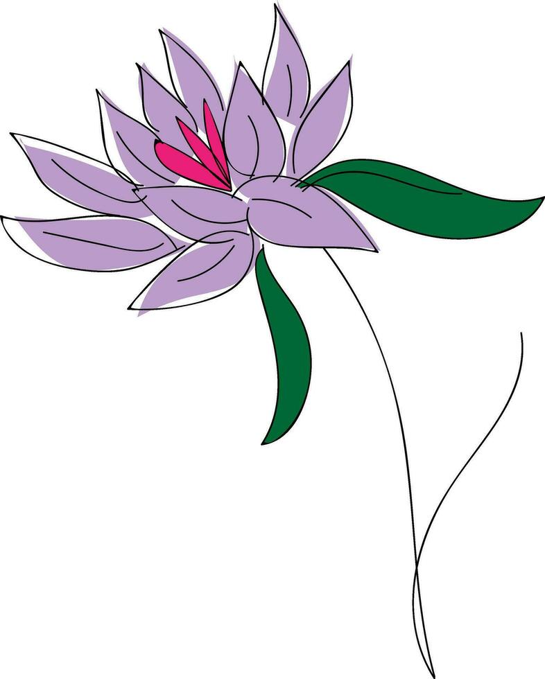 Purper bloem met groen bladeren vector illustratie Aan wit achtergrond