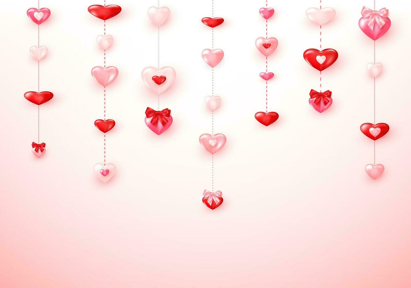 slinger van roze en rood harten. gelukkig heilige valentijnsdag dag kaart. vector illustratie