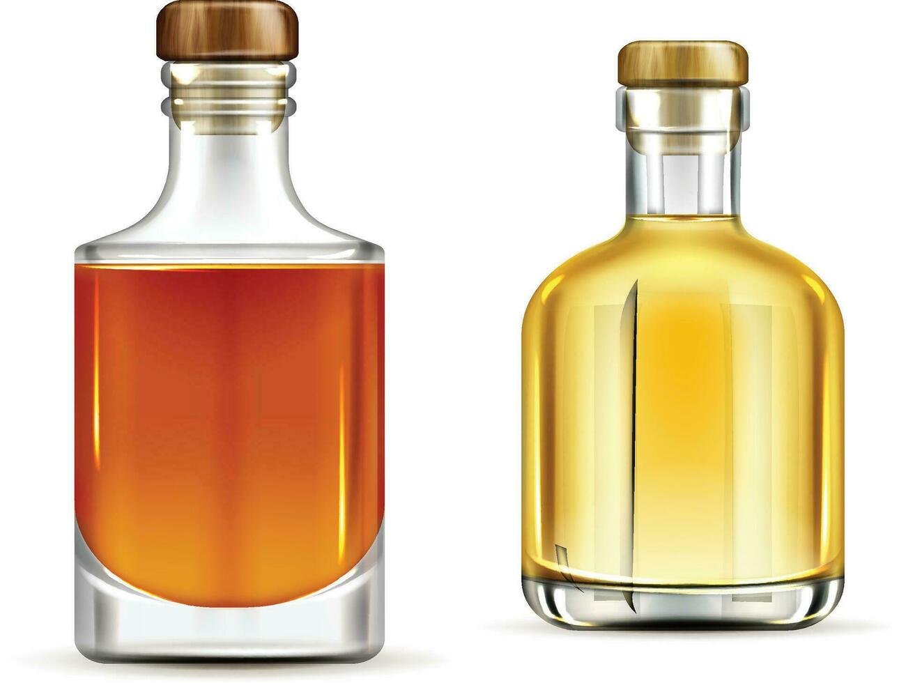 reeks van vol klein vlak flessen van whisky geïsoleerd Aan wit achtergrond vector