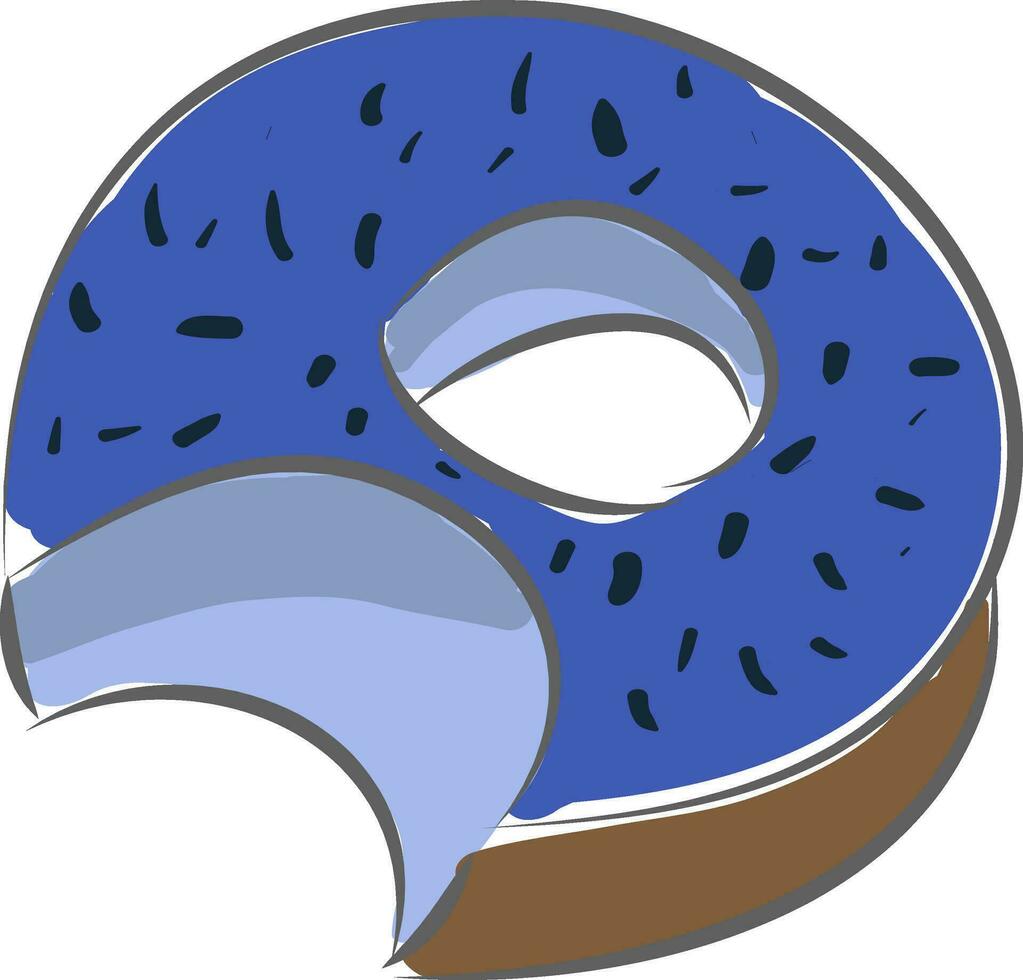 vector illustratie van een blauw donut met bijtspoor Aan wit achtergrond