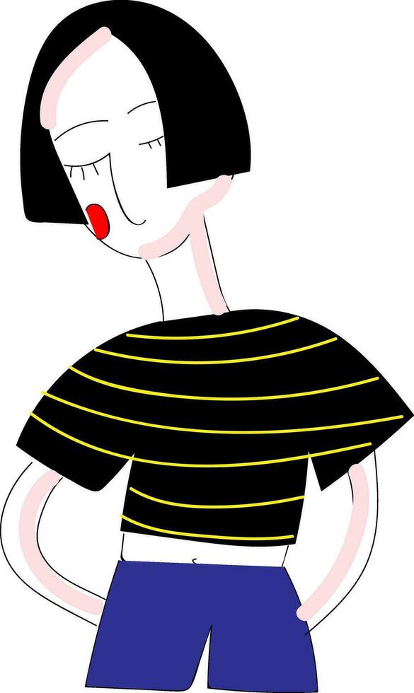 meisje met kort haar- illustratie kleur vector Aan wit achtergrond