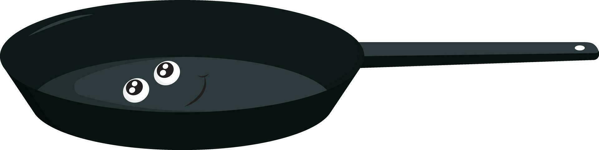 glimlachen zwart frituren pan vector illustratie Aan wit achtergrond
