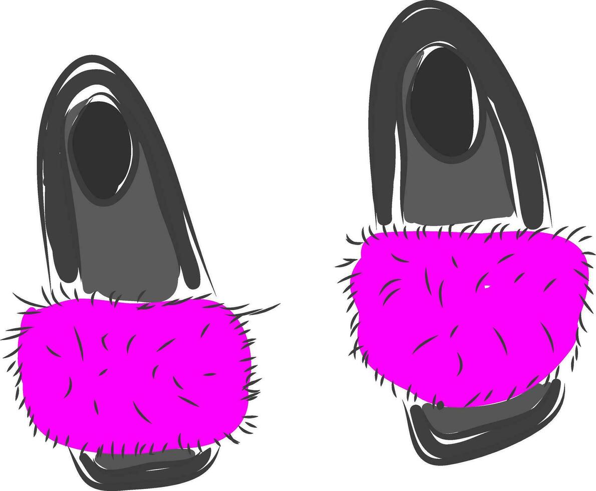 grijs en roze pluizig slippers vector illustratie Aan wit achtergrond