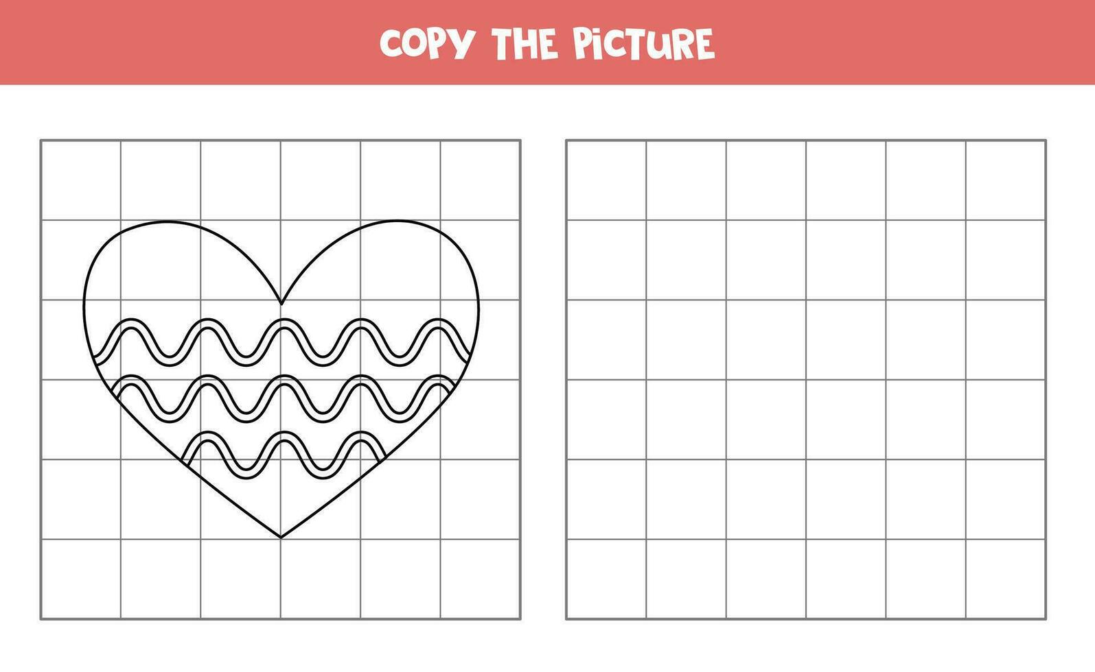 kopiëren de afbeelding van zwart en wit hart. leerzaam spel voor kinderen. handschrift oefening. vector