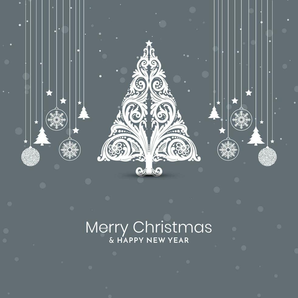 vrolijk Kerstmis festival mooi groet achtergrond met boom ontwerp vector