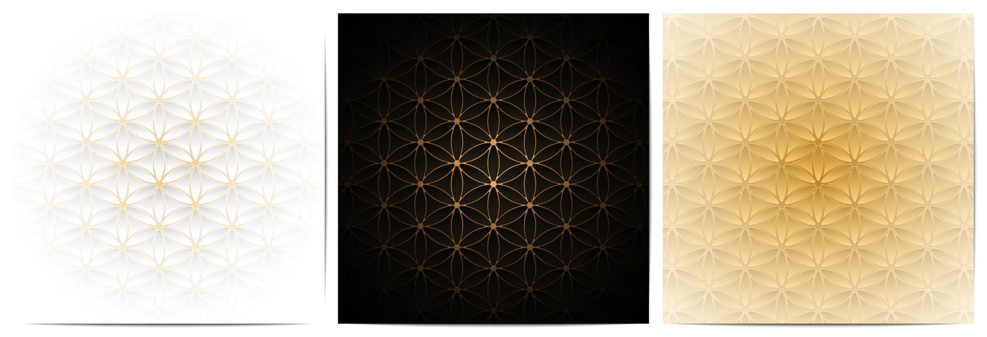 geometrisch patroon bloemdessin met gouden cirkellijnen vector