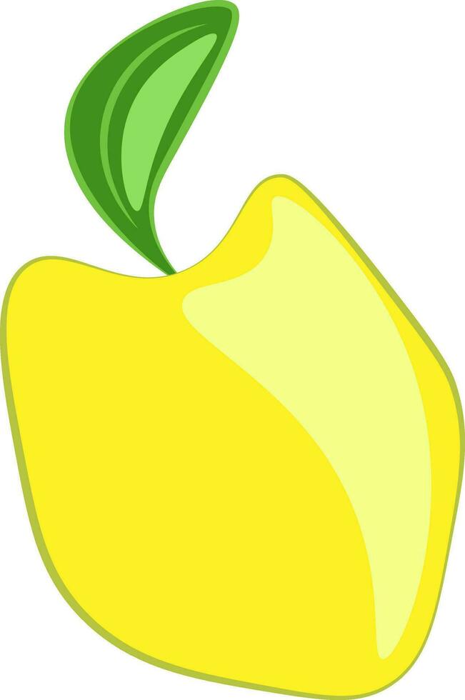 tekenfilm van een geel kweepeer fruit met een vers groen blad vector of kleur illustratie