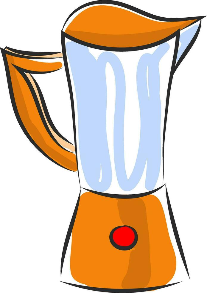 een oranje blender met een rood knop vector of kleur illustratie