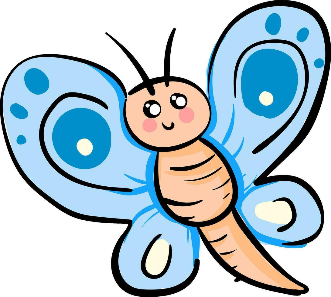 vlinder karakter hand- getrokken ontwerp, illustratie, vector Aan wit achtergrond.