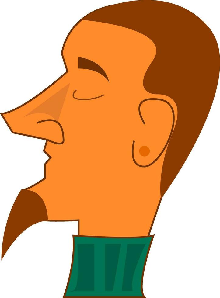 een man's gezicht met lang bruin elegant baard vector kleur tekening of illustratie