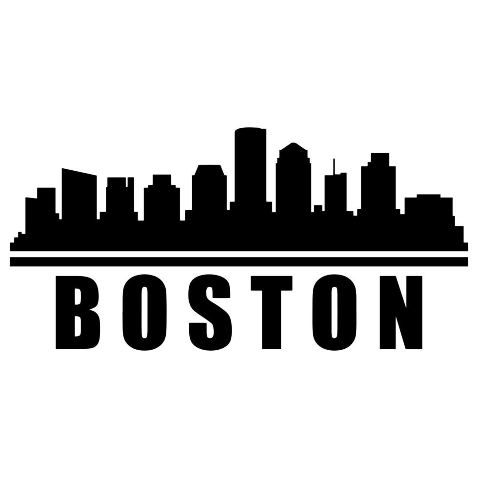 Boston skyline geïllustreerd op witte achtergrond vector