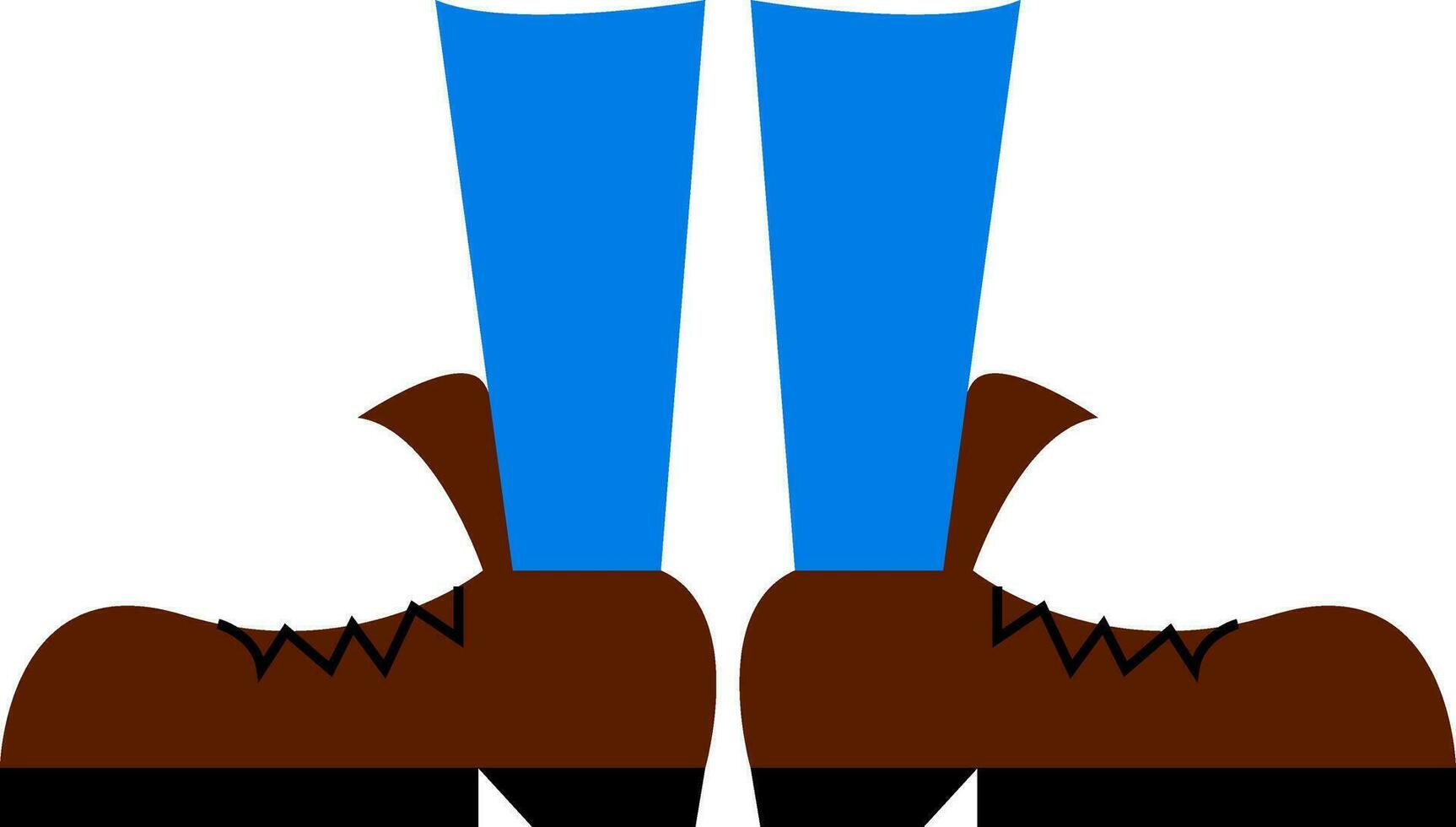 clip art van een been vervelend een bruin leer schoen en blauw sokken vector kleur tekening of illustratie