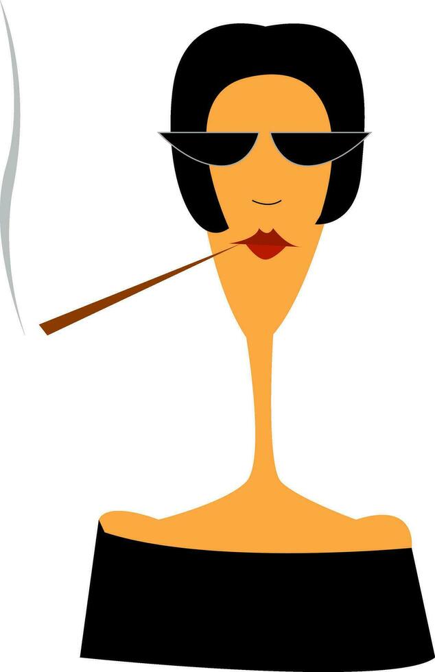 vrouw met haar rood geverfd lippen is roken vector kleur tekening of illustratie